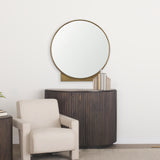 Tillie Round Brushed Gold Metal Frame Wall Mirror from Mercana - Luna Furniture