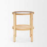 Weslyn Solid Light Brown Wood and Glass Top w/ Cane Side Table from Mercana - Luna Furniture