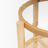 Weslyn Solid Light Brown Wood and Glass Top w/ Cane Side Table from Mercana - Luna Furniture