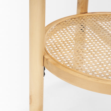 Weslyn Solid Light Brown Wood and Glass Top w/ Cane Side Table from Mercana - Luna Furniture