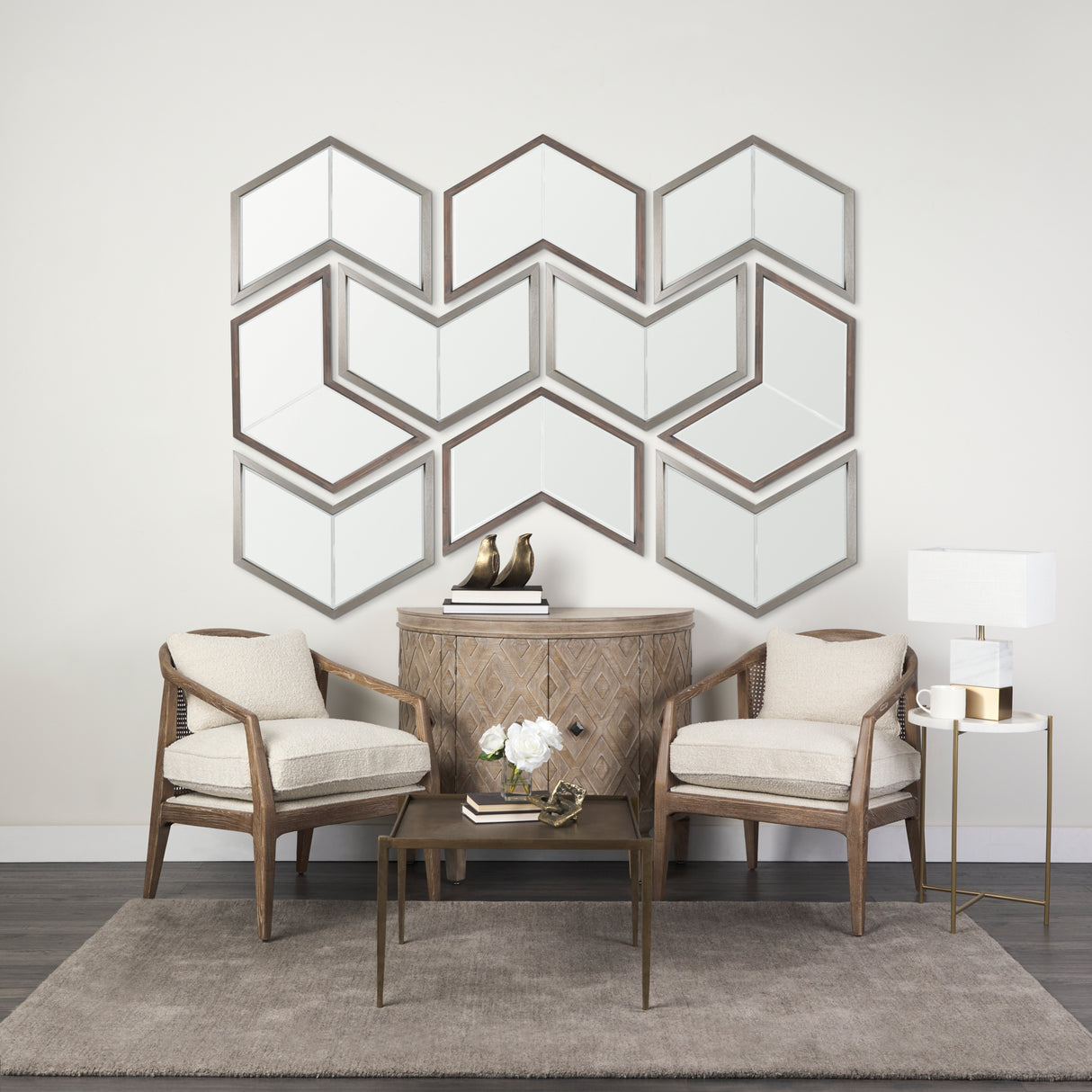 Chevren 26 x 22 Medium Brown Wood Frame Mirror from Mercana - Luna Furniture