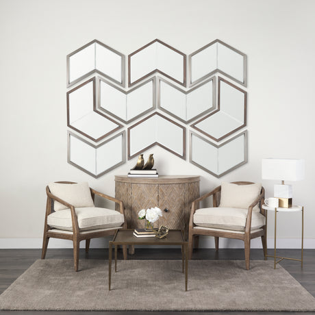 Chevren 26 x 22 Medium Brown Wood Frame Mirror from Mercana - Luna Furniture