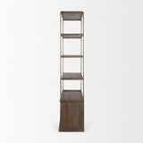 Baron Dark Brown Wood w/ Antiqued Aged Brass Metal 2-Door Open Shelving Unit from Mercana - Luna Furniture
