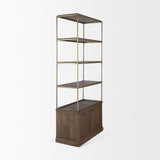 Baron Dark Brown Wood w/ Antiqued Aged Brass Metal 2-Door Open Shelving Unit from Mercana - Luna Furniture