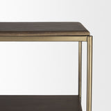 Baron Dark Brown Wood w/ Antiqued Aged Brass Metal 2-Door Open Shelving Unit from Mercana - Luna Furniture