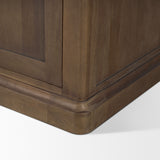 Baron Dark Brown Wood w/ Antiqued Aged Brass Metal 2-Door Open Shelving Unit from Mercana - Luna Furniture