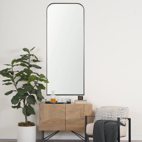 Tamira Tall Brushed Gunmetal Metal Arched Mirror from Mercana - Luna Furniture