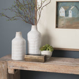 Tisha Large White W/ Terracotta Distressing Metal Vase from Mercana - Luna Furniture