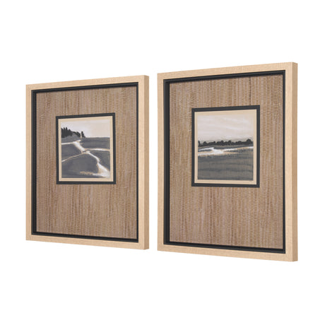 Marshland Shadows (Set of 2) by Mercana Studio a Hand Embellished Framed Art Print Matted under Glas from Mercana - Luna Furniture