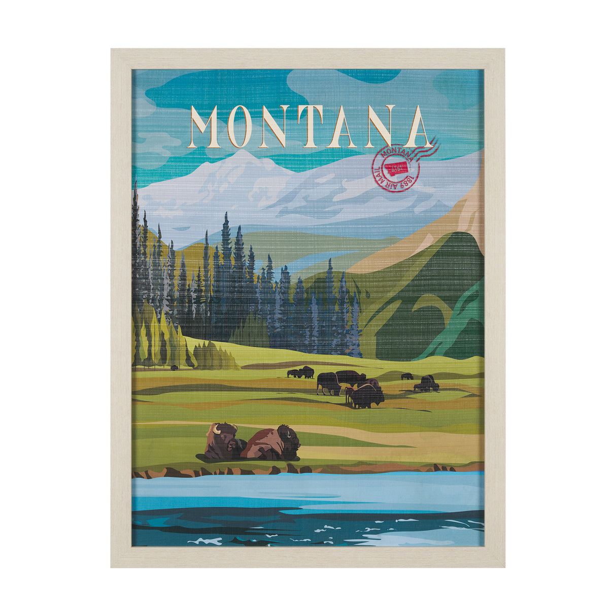 Montana Go USA (L) by Mercana Studio a Hand Embellished Decograph Framed Art Print from Mercana - Luna Furniture