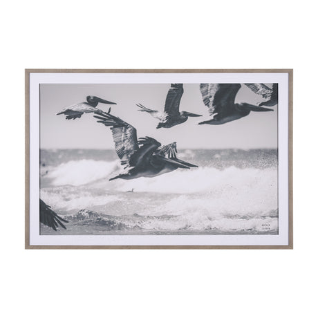 Pelican Beach by Nathan Larson a Hand Embellished Framed Photo Art Print Matted under Glass from Mercana - Luna Furniture