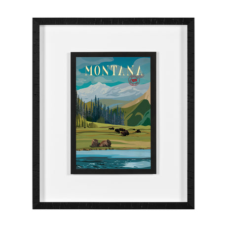Montana Go USA (M) by Mercana Studio a Framed Art Print Matted under Glass from Mercana - Luna Furniture