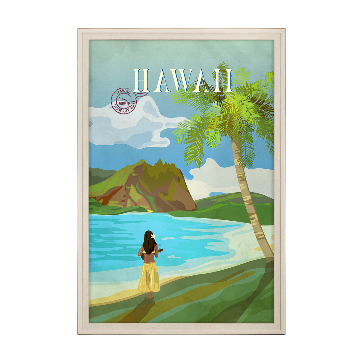 Hawaii Go USA (XL) by Mercana Studio a Hand Embellished Decograph Framed Art Print under Glass from Mercana - Luna Furniture