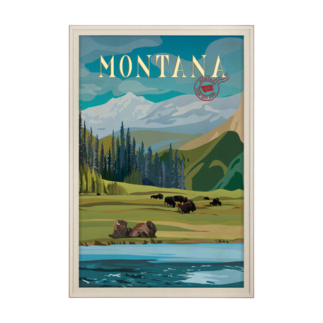 Montana Go USA (XL) by Mercana Studio a Hand Embellished Decograph Framed Art Print under Glass from Mercana - Luna Furniture