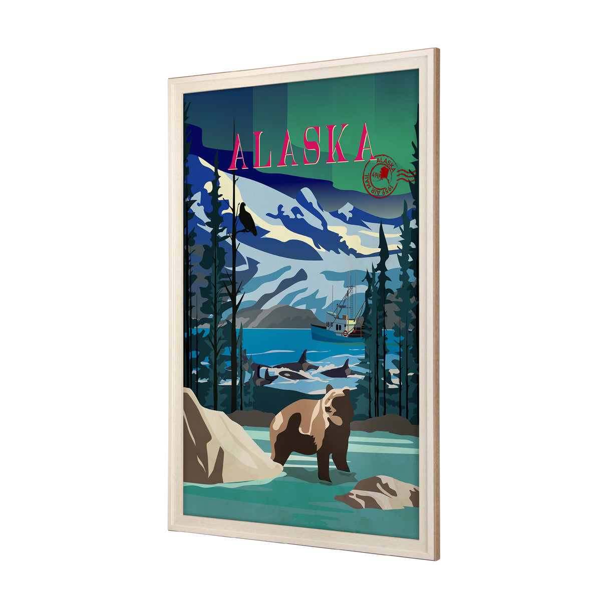 Alaska Go USA (XL) by Mercana Studio a Hand Embellished Decograph Framed Art Print under Glass from Mercana - Luna Furniture