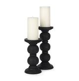 Wanda Matte Black Wood Pillar Candle Holders (Set of 2) from Mercana - Luna Furniture