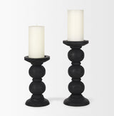 Wanda Matte Black Wood Pillar Candle Holders (Set of 2) from Mercana - Luna Furniture