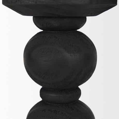 Wanda Matte Black Wood Pillar Candle Holders (Set of 2) from Mercana - Luna Furniture