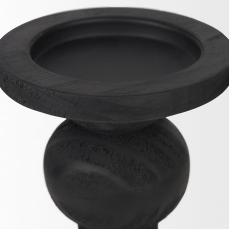 Wanda Matte Black Wood Pillar Candle Holders (Set of 2) from Mercana - Luna Furniture