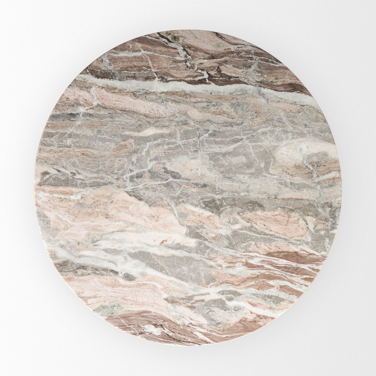 Allyson 54" Round Brown Pedestal w/ Pink Marble Top Dining Table from Mercana - Luna Furniture