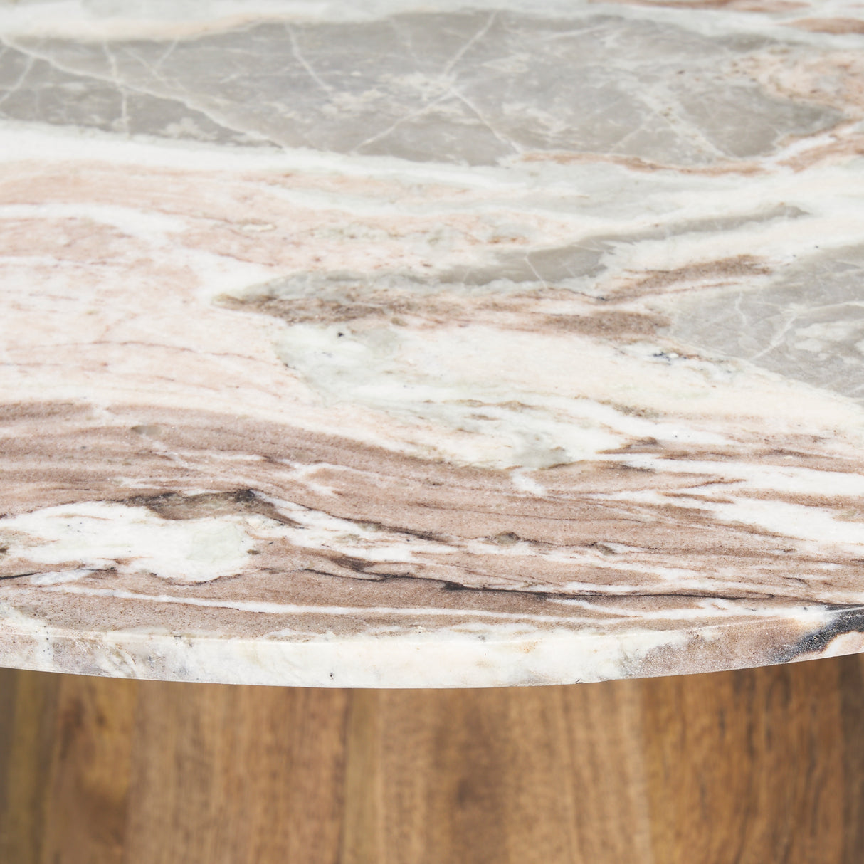 Allyson 54" Round Brown Pedestal w/ Pink Marble Top Dining Table from Mercana - Luna Furniture