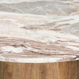 Allyson 54" Round Brown Pedestal w/ Pink Marble Top Dining Table from Mercana - Luna Furniture