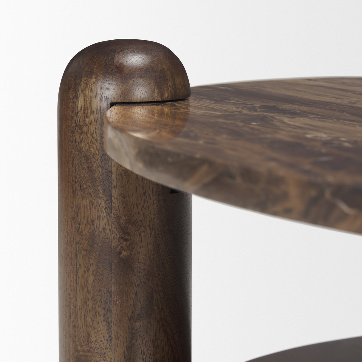 Jovia Brown Mango Wood W/ Cappuccino Marble Round Coffee Table from Mercana - Luna Furniture