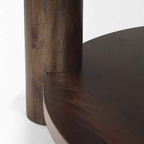 Jovia Brown Mango Wood W/ Cappuccino Marble Round Coffee Table from Mercana - Luna Furniture