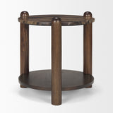 Jovia Brown Mango Wood W/ Cappuccino Marble Round Side Table from Mercana - Luna Furniture