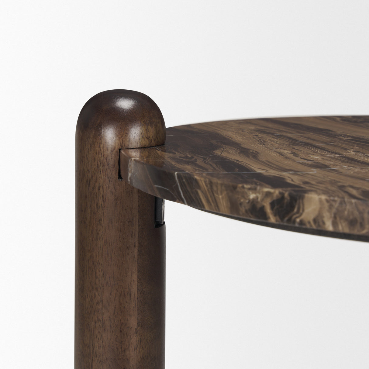 Jovia Brown Mango Wood W/ Cappuccino Marble Round Side Table from Mercana - Luna Furniture