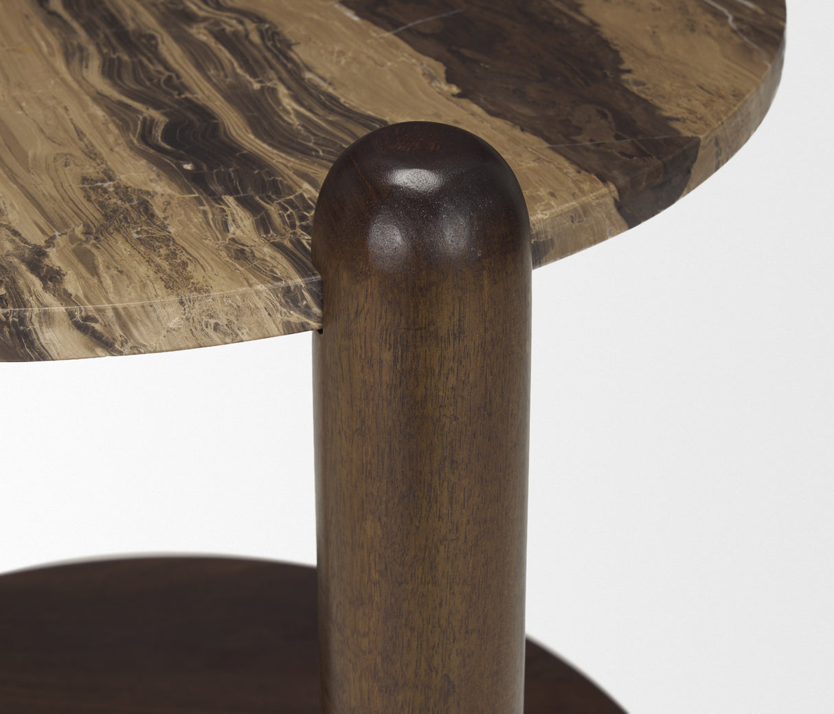 Jovia Brown Mango Wood W/ Cappuccino Marble Round Side Table from Mercana - Luna Furniture