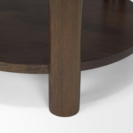 Jovia Brown Mango Wood W/ Cappuccino Marble Round Side Table from Mercana - Luna Furniture