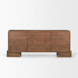 Jonan Medium Brown Wood w/ Dark Aged Brass 2 Door 3 Drawer Sideboard from Mercana - Luna Furniture