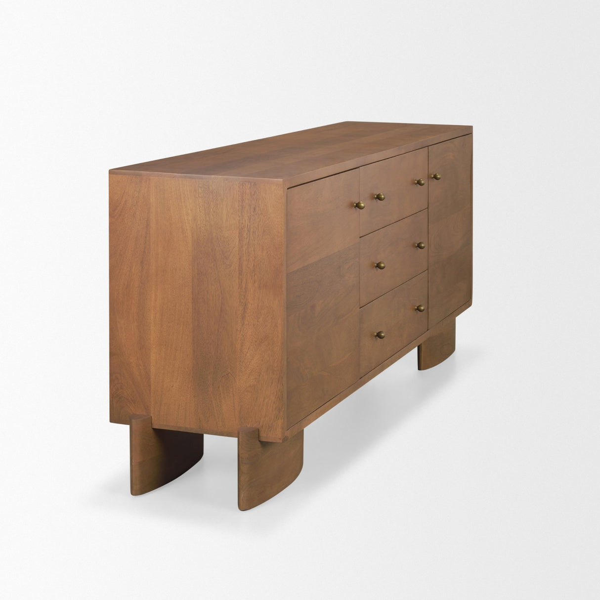 Jonan Medium Brown Wood w/ Dark Aged Brass 2 Door 3 Drawer Sideboard from Mercana - Luna Furniture