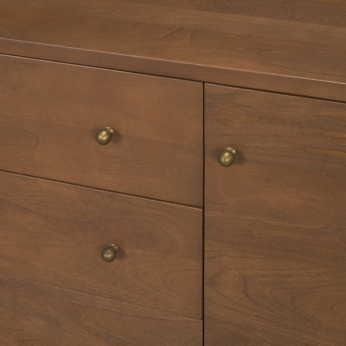 Jonan Medium Brown Wood w/ Dark Aged Brass 2 Door 3 Drawer Sideboard from Mercana - Luna Furniture