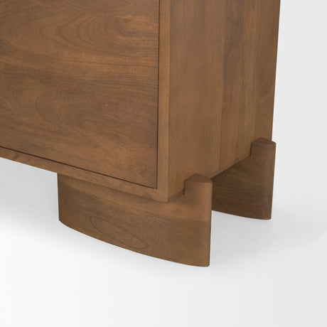 Jonan Medium Brown Wood w/ Dark Aged Brass 2 Door 3 Drawer Sideboard from Mercana - Luna Furniture