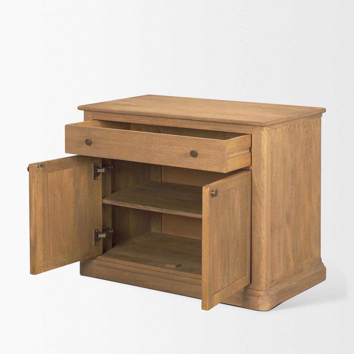 Baron Light Brown Solid Wood w/ Gunmetal Knobs 2-Door Accent Cabinet from Mercana - Luna Furniture