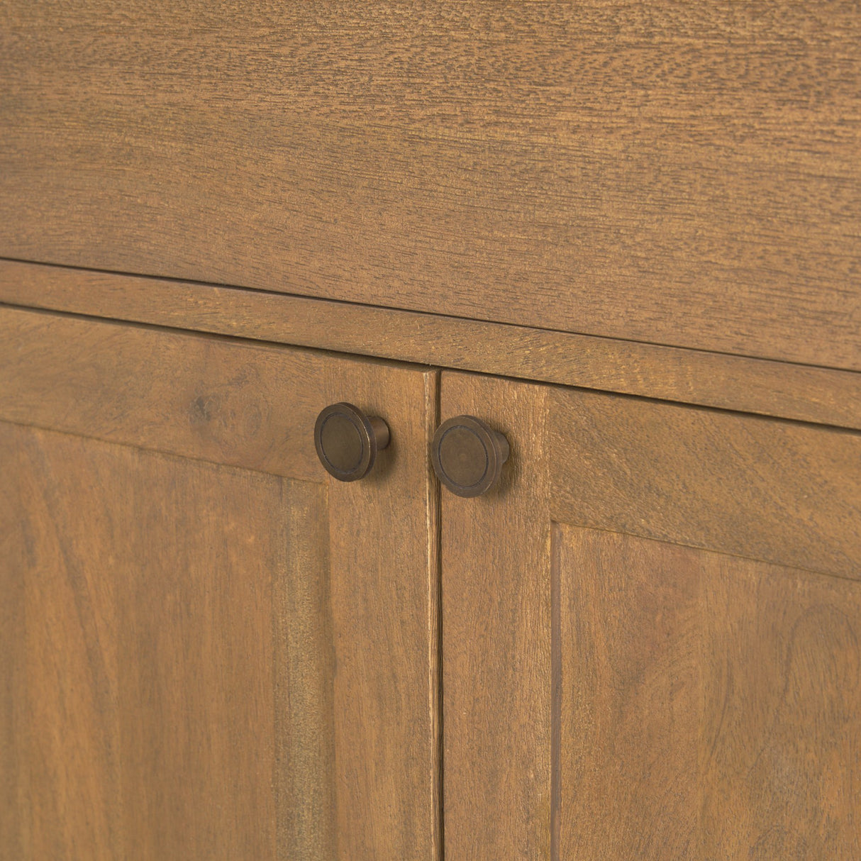 Baron Light Brown Solid Wood w/ Gunmetal Knobs 2-Door Accent Cabinet from Mercana - Luna Furniture