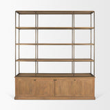 Baron 4-Door Light Brown Wood w/ Gunmetal Open Shelving Unit from Mercana - Luna Furniture