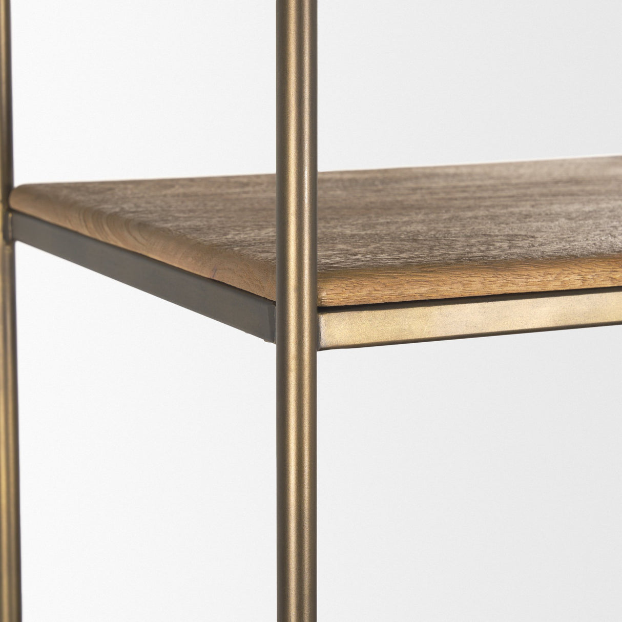 Baron 4-Door Light Brown Wood w/ Gunmetal Open Shelving Unit from Mercana - Luna Furniture
