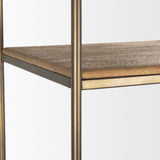 Baron 4-Door Light Brown Wood w/ Gunmetal Open Shelving Unit from Mercana - Luna Furniture