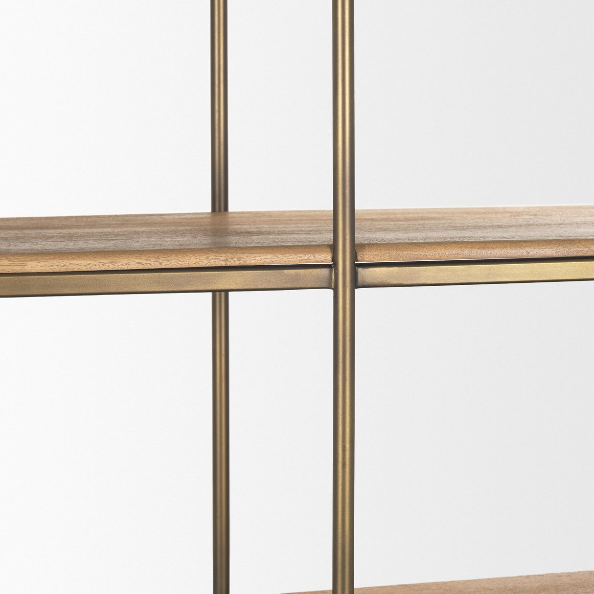 Baron 4-Door Light Brown Wood w/ Gunmetal Open Shelving Unit from Mercana - Luna Furniture