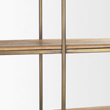 Baron 4-Door Light Brown Wood w/ Gunmetal Open Shelving Unit from Mercana - Luna Furniture