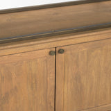 Baron 4-Door Light Brown Wood w/ Gunmetal Open Shelving Unit from Mercana - Luna Furniture
