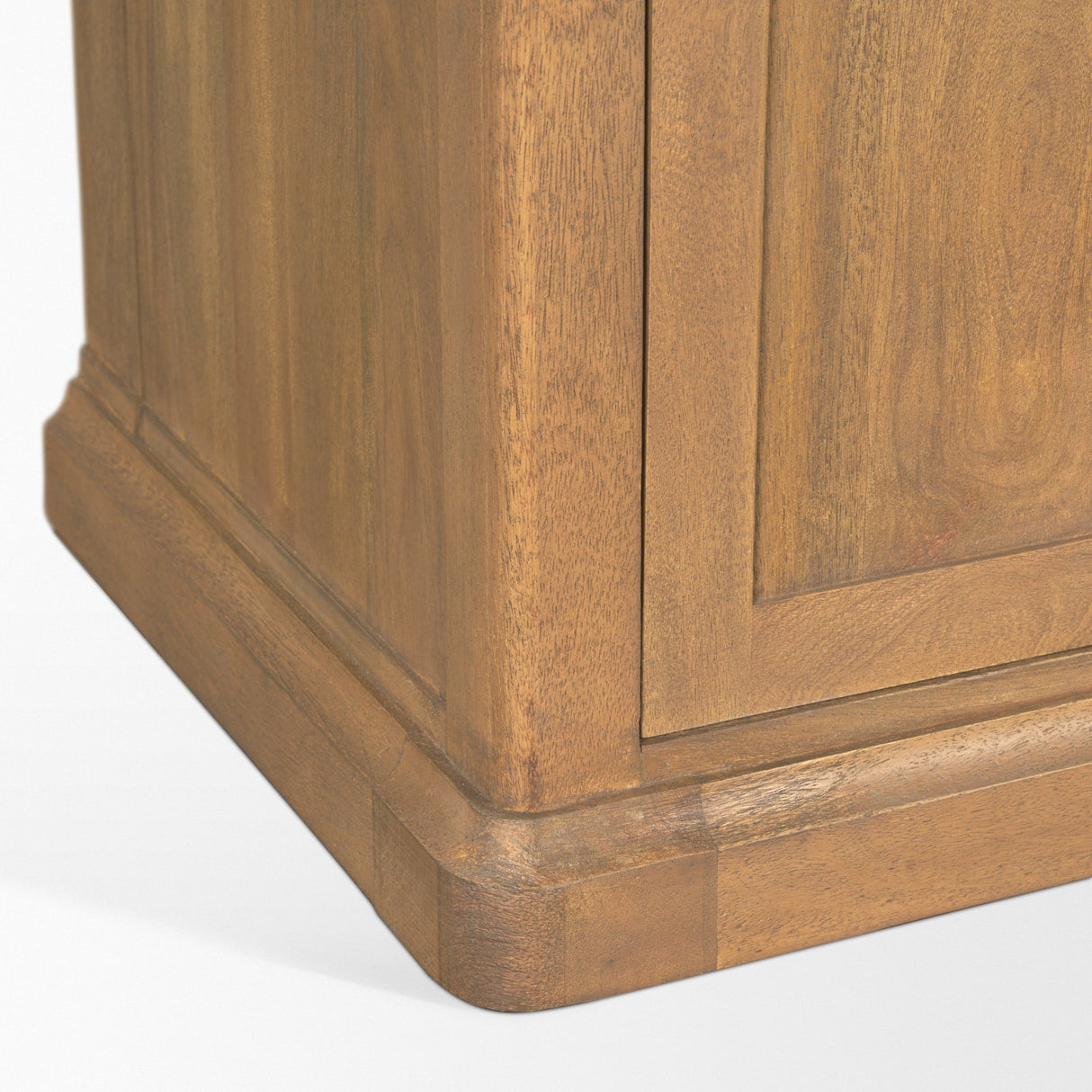 Baron 4-Door Light Brown Wood w/ Gunmetal Open Shelving Unit from Mercana - Luna Furniture