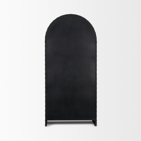 Gehry 72.3" H Dark Brown Metal Brown Wood and Glass Door Display Cabinet from Mercana - Luna Furniture