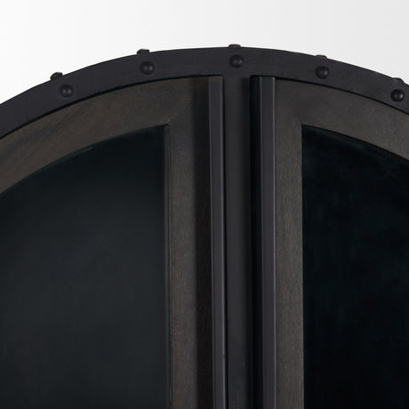 Gehry 72.3" H Dark Brown Metal Brown Wood and Glass Door Display Cabinet from Mercana - Luna Furniture