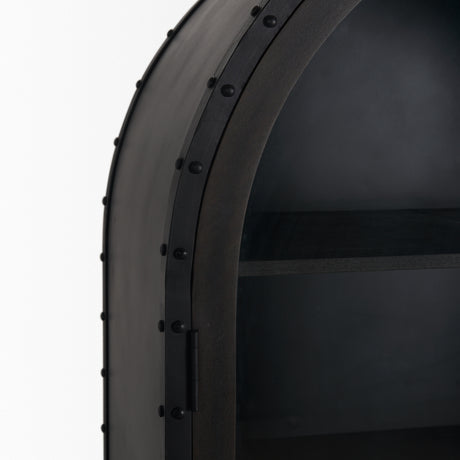 Gehry 72.3" H Dark Brown Metal Brown Wood and Glass Door Display Cabinet from Mercana - Luna Furniture