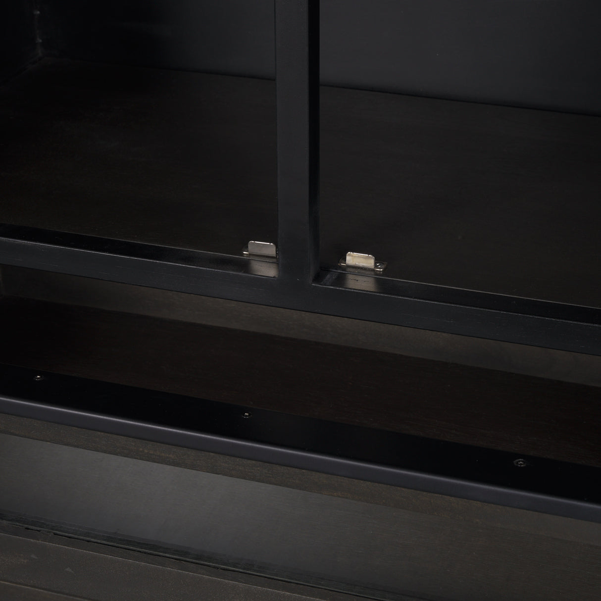 Gehry 72.3" H Dark Brown Metal Brown Wood and Glass Door Display Cabinet from Mercana - Luna Furniture