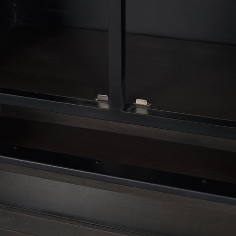 Gehry 72.3" H Dark Brown Metal Brown Wood and Glass Door Display Cabinet from Mercana - Luna Furniture